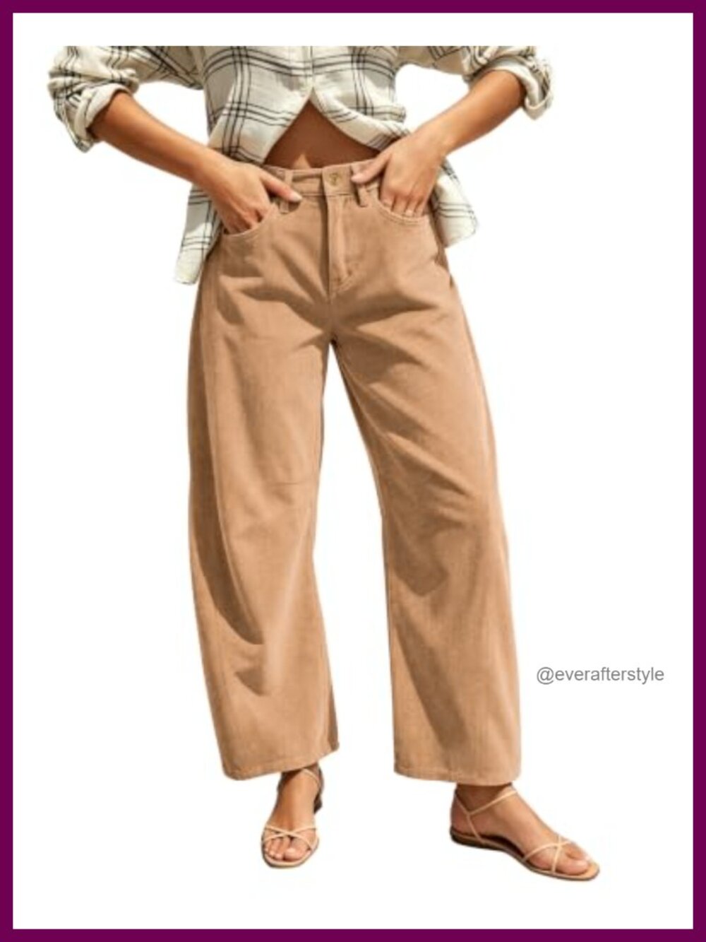 miduo High Waisted Barrel Wide Leg Corduroy Pants with Pockets